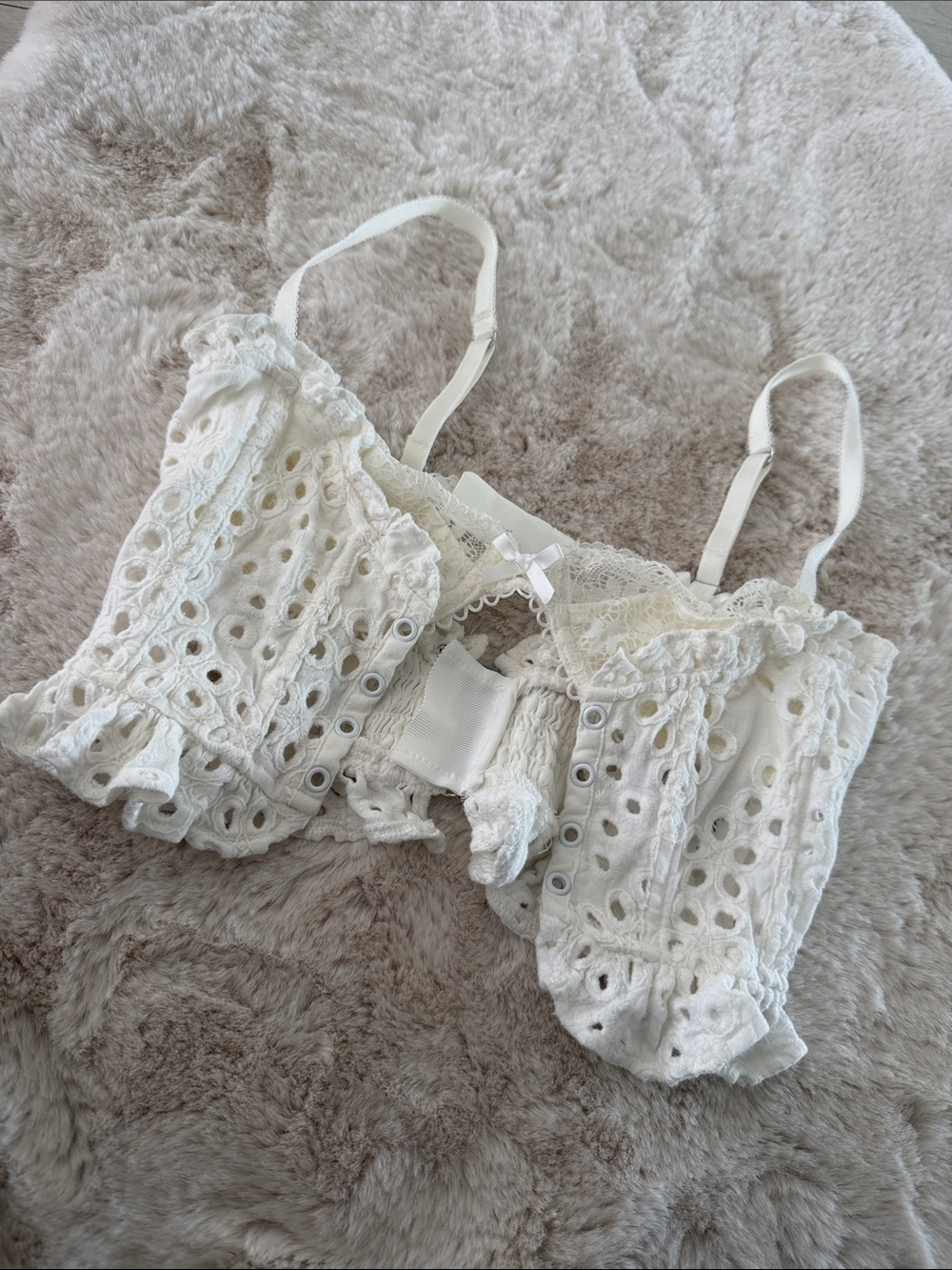 For Love And Lemons White Eyelet Lace Bralette